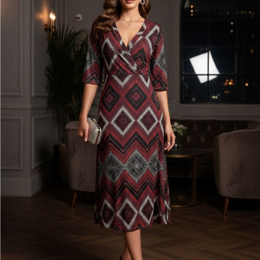 Elegant Geometric Patterned Dress